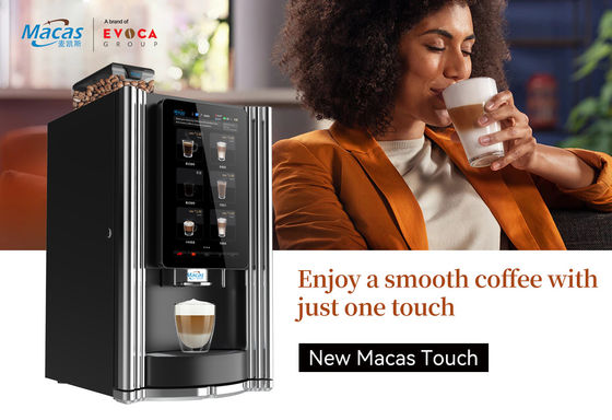 주문 MACAS 15.6인치 터치 스크린 자동 에스프레소 판매 기계 220V 50Hz 온라인 제품